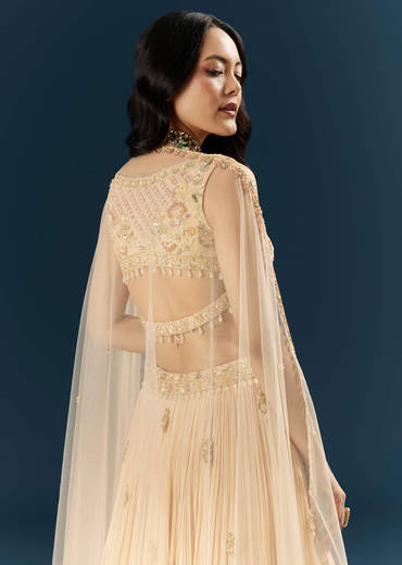 Peach Crepe Bridesmaid Lehenga With Heavy Embroidery