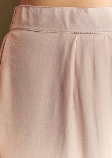 Peach Crop Top Set With Embroidered Organza Jacket