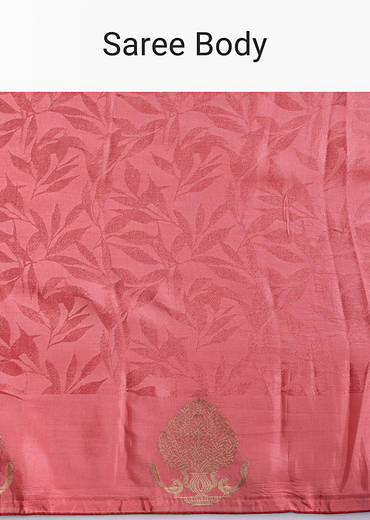 Peach Jacquard Woven Saree With Zari Work