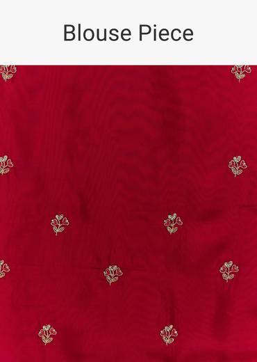 Peach Red Shaded Shibori Print Tissue Saree With Embroidered Scallop Border