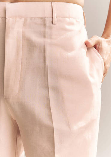 Peach Silk Kurta Jacket Set For Men With Heavy Embroidery