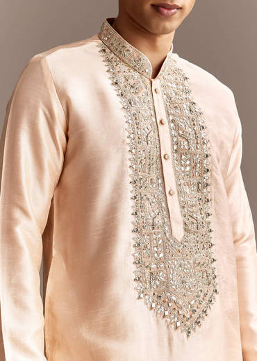 Peach Silk Kurta Set