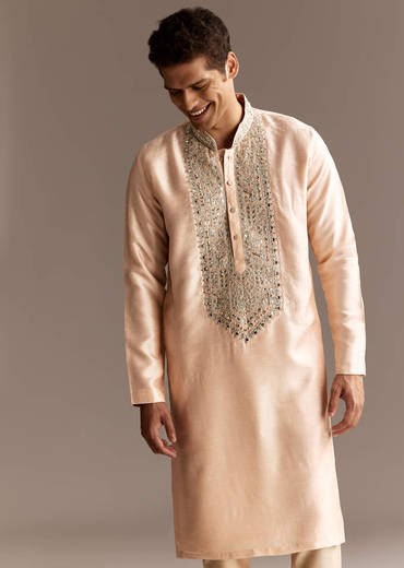 Peach Silk Kurta Set