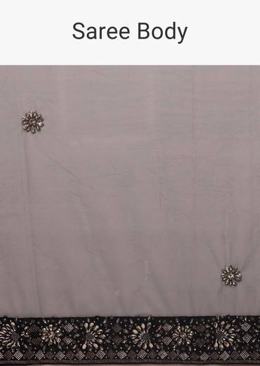 Peacoat Blue Saree With The Crop In Stones Embellishment