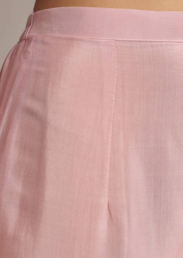 Pink Chinon Anarkali Suit With Cutdana And Sequins Work