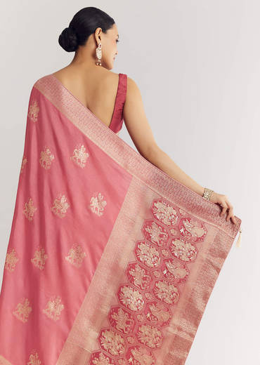 Pink Dola Silk Saree With Butti Work