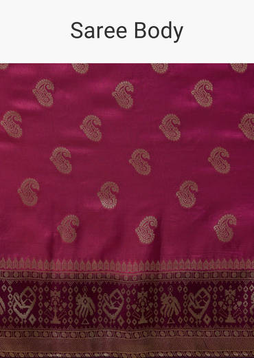 Pink Dola Silk Saree with Woven Geometric Motif and Blouse Fabric