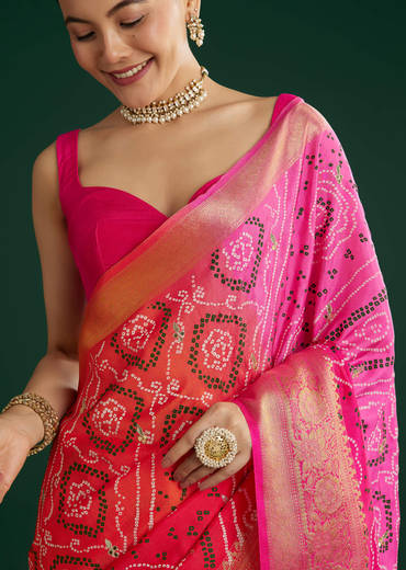 Pink Dola Silk Saree With Zari Woven Border
