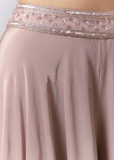 Pink Embellished Indo Western Crop Top Palazzo Set