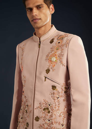 Pink Jodhpuri With Sequin Cutdana Embellishment