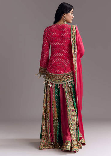 Pink Printed Palazzo Set With Dupatta