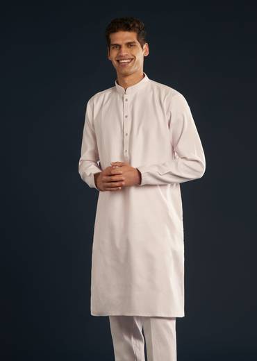 Pink Silk Jacket Kurta Set With Resham Sequins Work