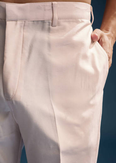 Pink Silk Kurta Jacket Set For Men With Heavy Embroidery