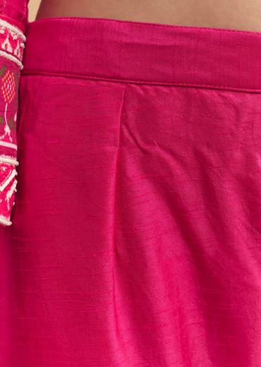 Pink Silk Kurta Set With Sequins Work And Patola Print Dupatta