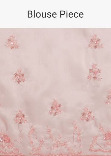 Pink Tissue Saree With Heavy Cutdana And Beads Embroidery