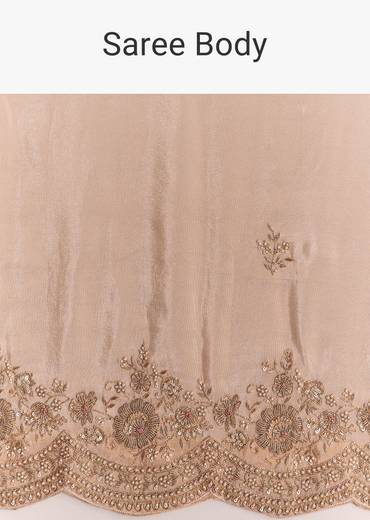 Pink Tissue Saree With Scallop Border