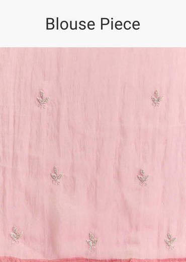 Pink Tissue Saree With Sequins And Floral Border