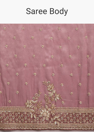 Pink Tissue Silk Saree With Heavy Hand Work