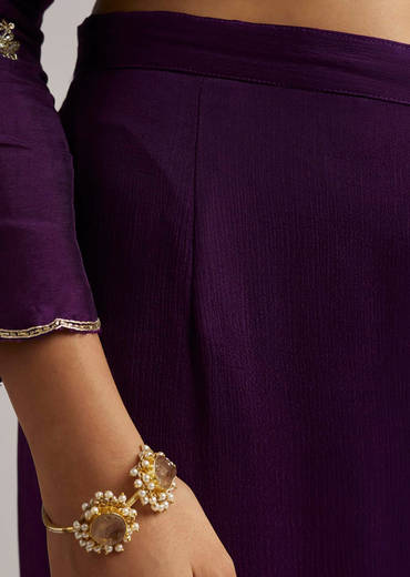 Purple Cutdana Sharara Set With Dupatta