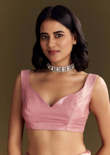 Purple Glass Tissue Saree With Cutdana And Beads Scallop Border