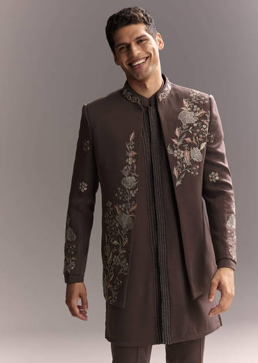 Purple Jodhpuri Suit For Men With Heavy Hand Work