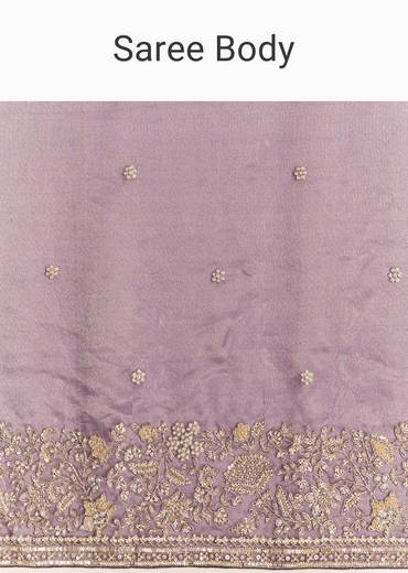 Purple Tissue Saree With Heavy Floral Embroidered Border