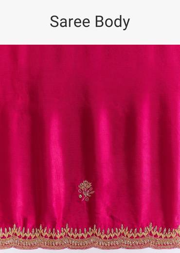 Rani Pink Chinon Saree With Cutdana Butta And Scallop Border
