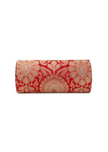 Red Brocade Textured Paisley Motif Bag