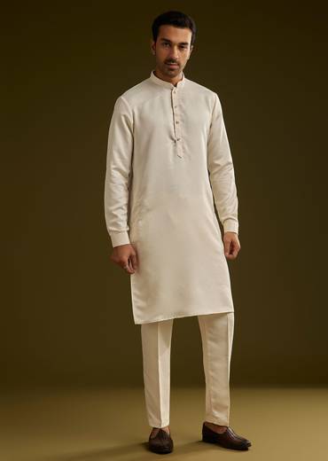 Red Cotton Silk Kurta Set With Nature Motif Jacket