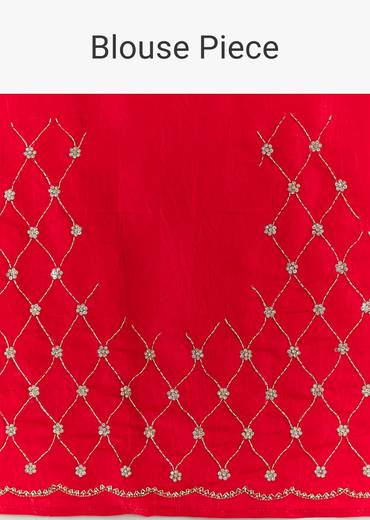 Red Crushed Tissue Embroidered Saree With Cutdana And Sequin Work