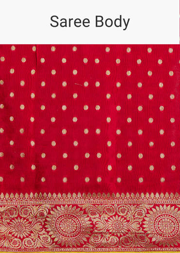 Red Dola Silk Saree With Butti And Floral Woven Border
