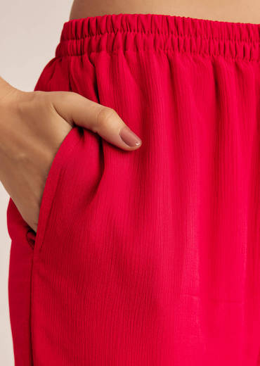 Red Moti Threadwork Dola Silk Sharara Suit With Organza Dupatta