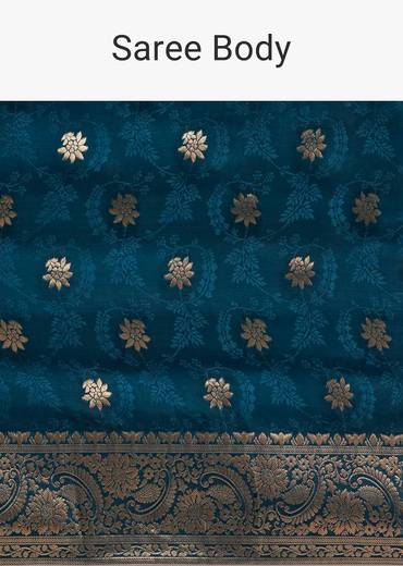 Royal Blue Jaquard Silk Saree With Zari Butti And Brocade Border