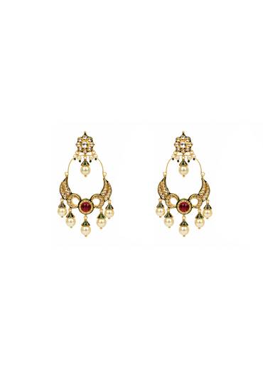 Ruby Kundan Statement Drop Earrings