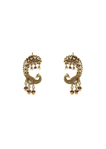 Ruby Peacock Motif Statement Earrings