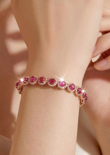 Ruby Stone CZ Bangle Set