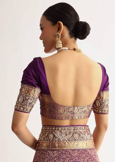 Rust Pink Tissue Saree With Zardosi Sequin Embroidery