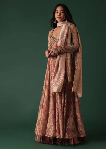 Multicolor Anarkali Suit Set In Banarasi Silk