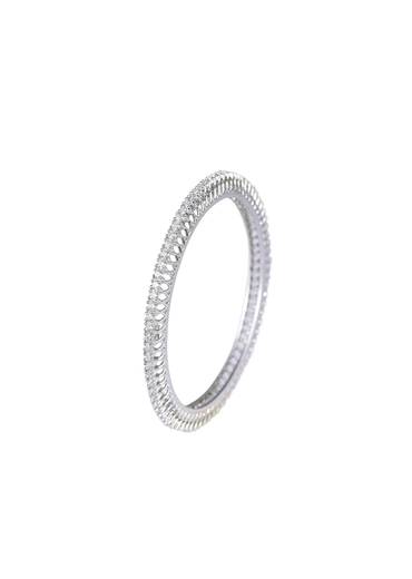 Zirconia 92.5 Sterling Silver Studded Bangles Set of 2