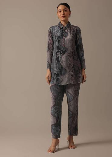 Grey Paisley Print co ord set