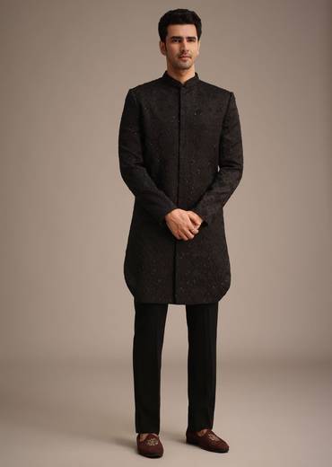 Black Cutdana Work Indowestern Set