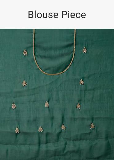 Green Organza Saree With Cutdana And Sequins Border