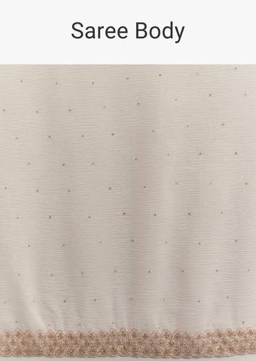 White Crushed Tissue Cutdana Embroidered Saree