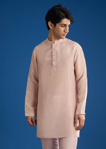 Peach Banarasi Embroidered Bandi Kurta Set