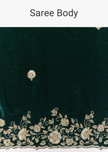 Green Velvet Saree With Brocade Embroidered Blouse