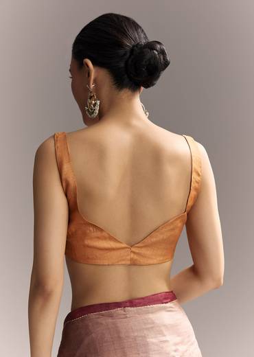 Earthy Artistic Couple Set – Brown Cotton Hand-Painted Saree With Contrast Border For Her And Brown Silk Kurta With Floral Print For Him