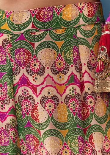 Multi Indie Print Sharara Set with Handbag