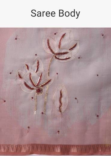 Maroon Shaded Organza Silk Saree with Unstitched Blouse