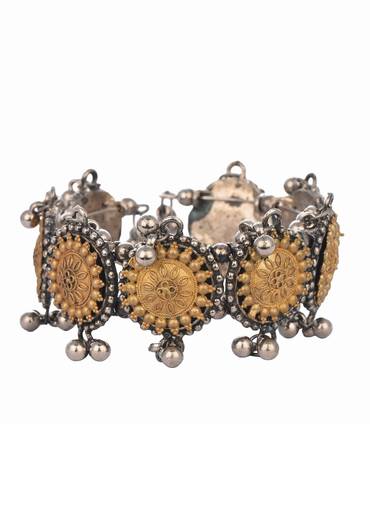 Oxidised Two Tone Temple Kada