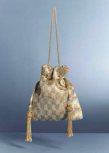 Silver-Gold Metallic Tassel Potli